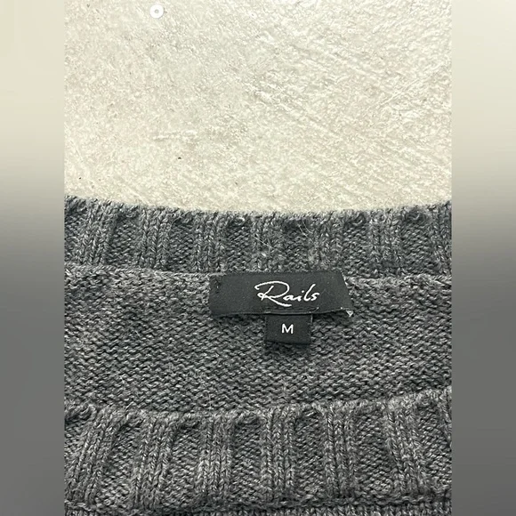 Rails Perci Jungle Cat Cotton Cashmere Gray Crewneck Knit Sweater Sz MEDIUM - Picture 9 of 15